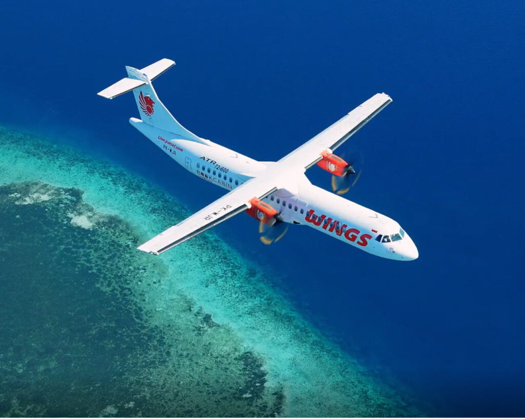 Wings - ATR turboprop aircraft flying