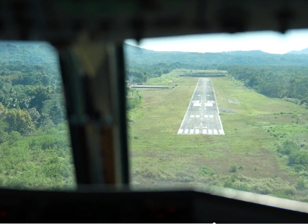 Wings approaching runway - atr turboprop