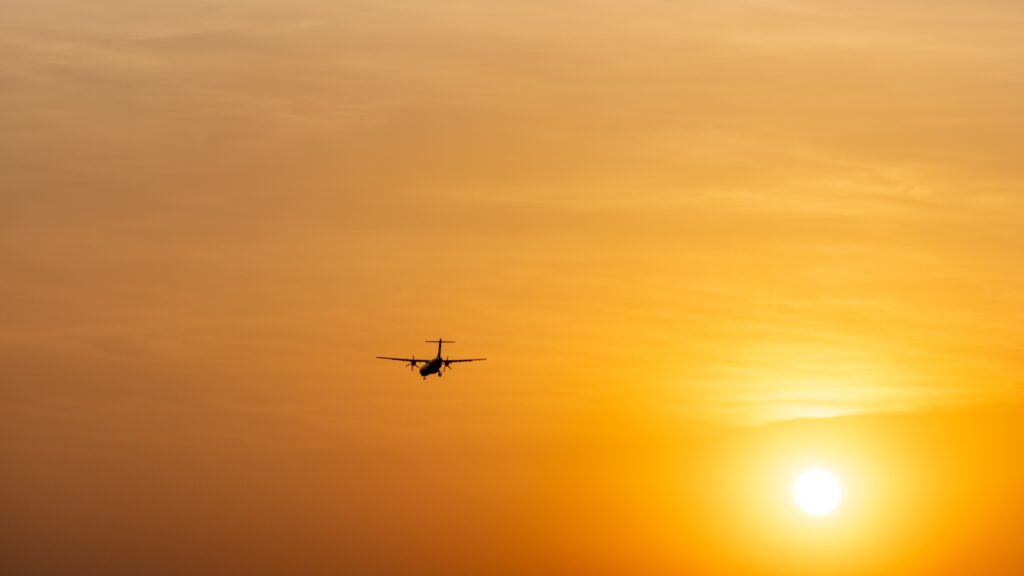Turboprop Aircraft Flying