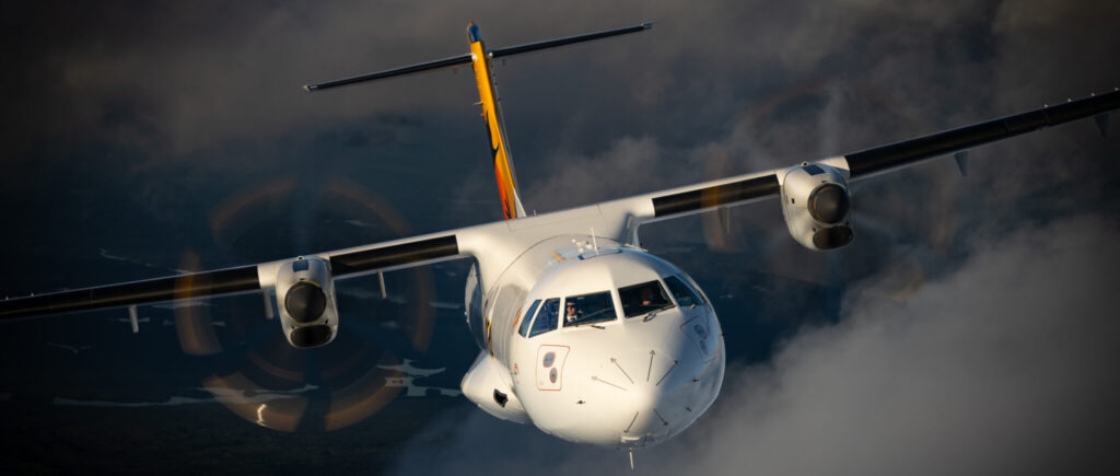 ATR Turboprop - Air Creebec Freighter Aircraft Flying
