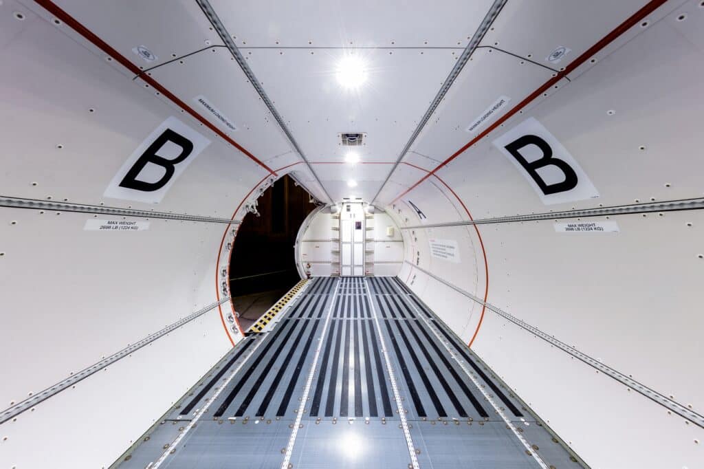 ATR 72-600F freighter aircraft interior large cargo door